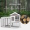 Wooden Rabbit Hutch 2-Story Enclosed Wire Cage Gray Asphalt Roof